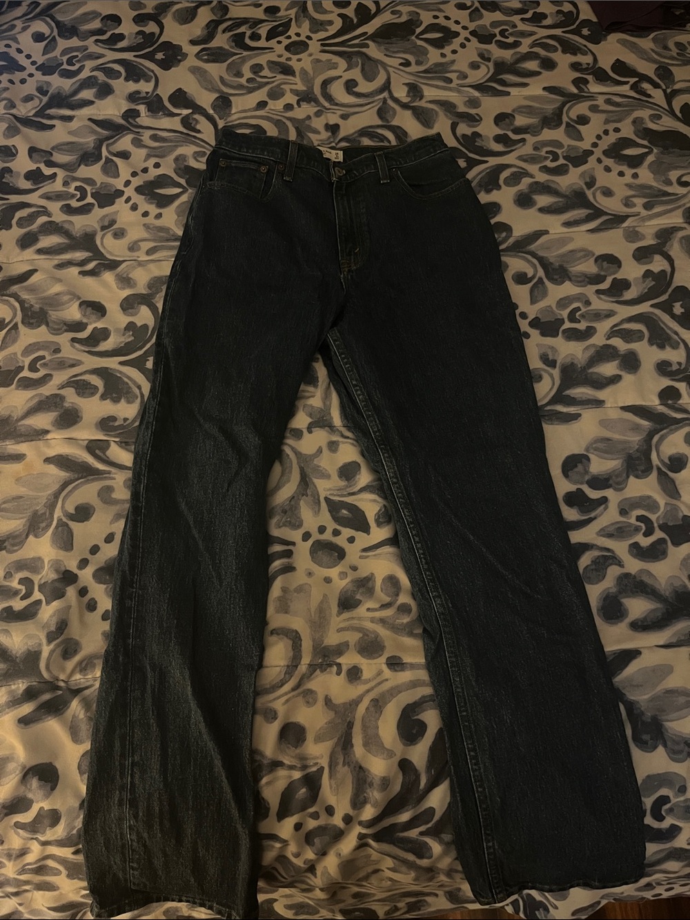 Abercrombie & Fitch Dark Blue High-Rise Straight Jeans